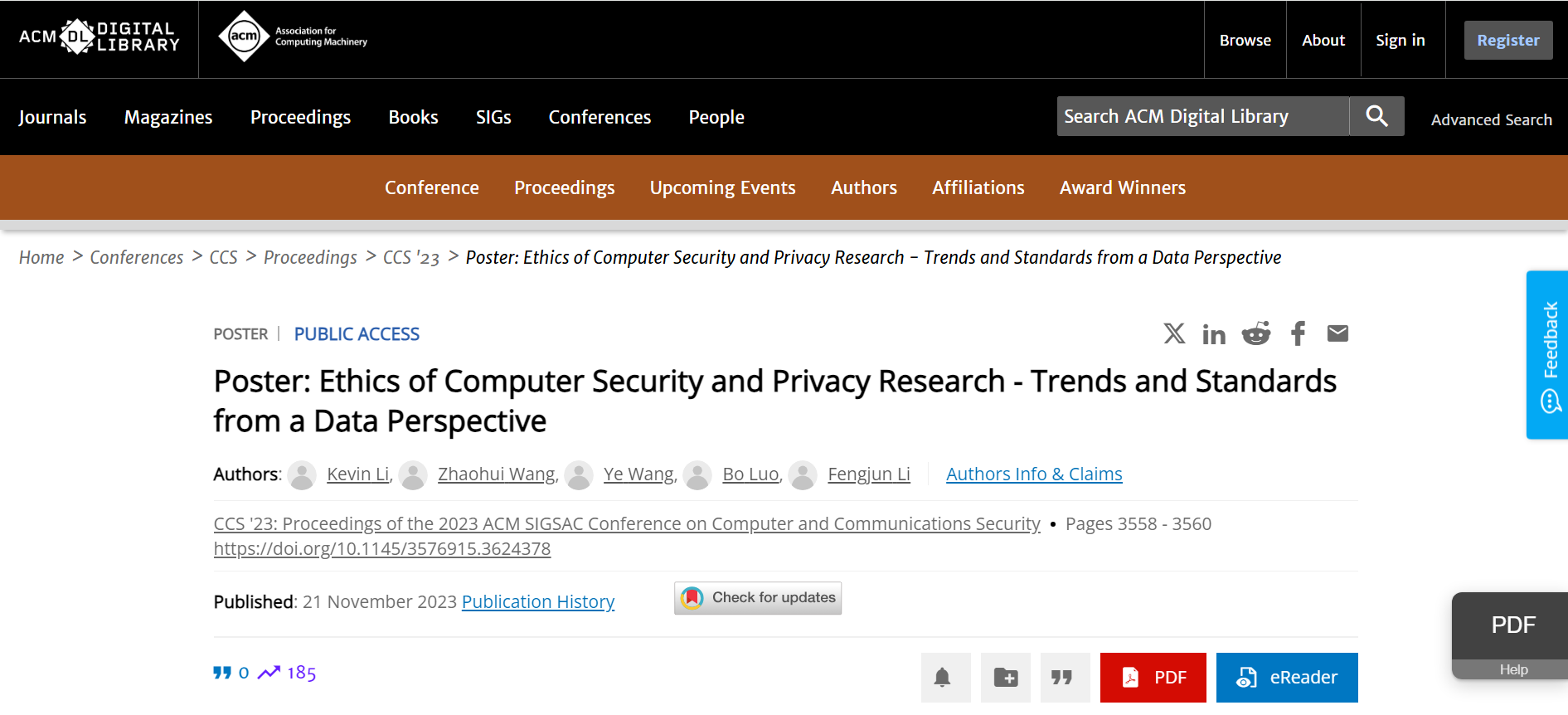 ACM Website Screenshot
